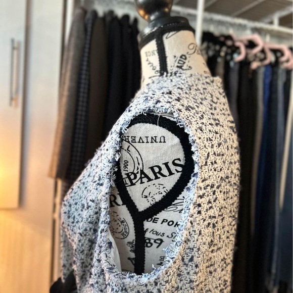 STUNNING, REBECCA TAYLOR, white with blue and grey tweed dress 👗 in size 16 - Picture 7 of 10